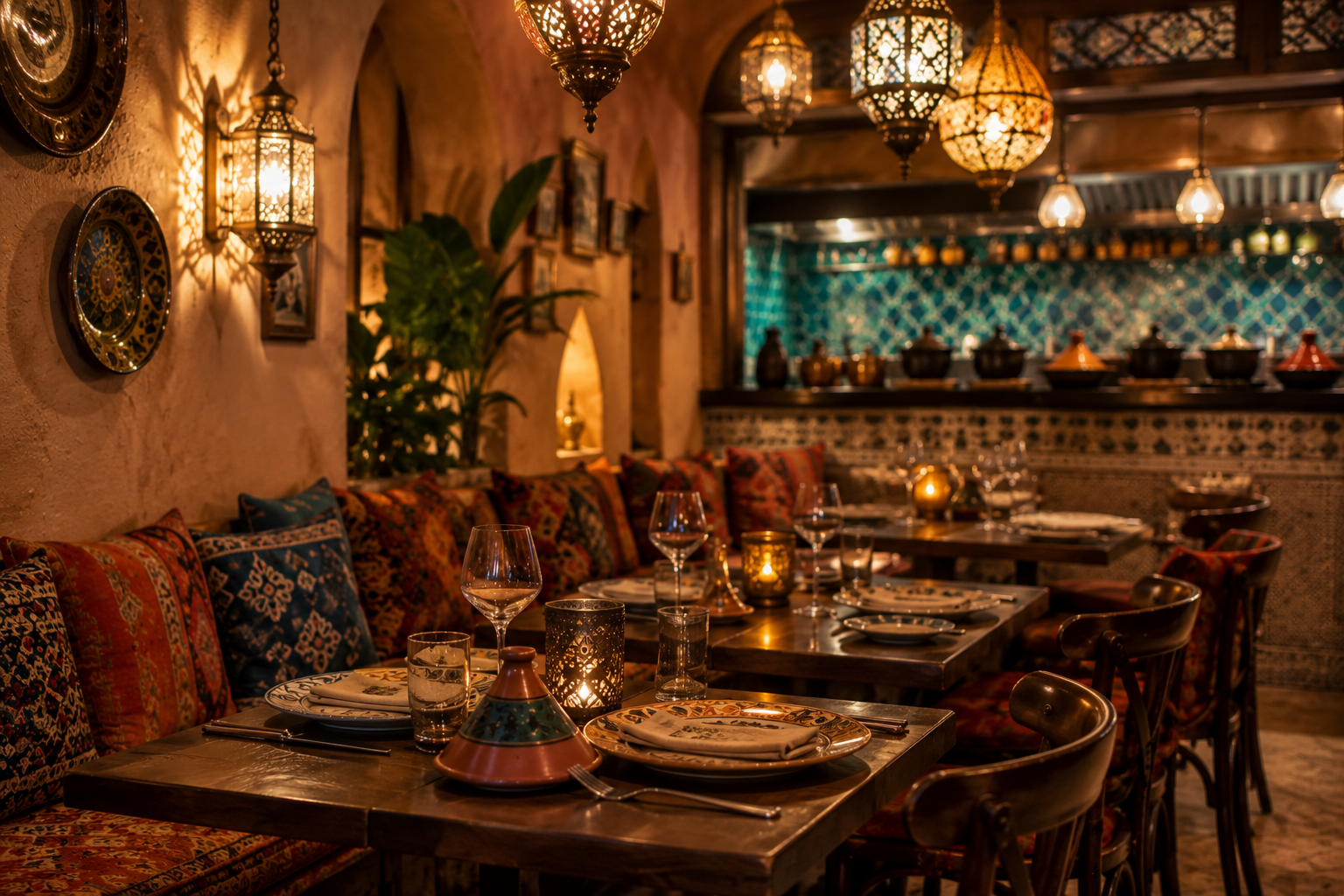 Dîner dans un restaurant de cuisine du monde